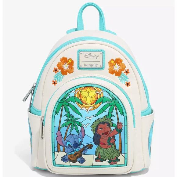 NWT Loungefly Disney Lilo & Stitch Stained Glass Portrait Mini Backpack - Picture 1 of 10
